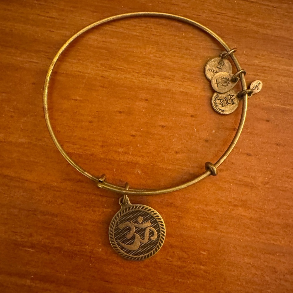 Gold-Tone Om Charm Bangle Bracelet